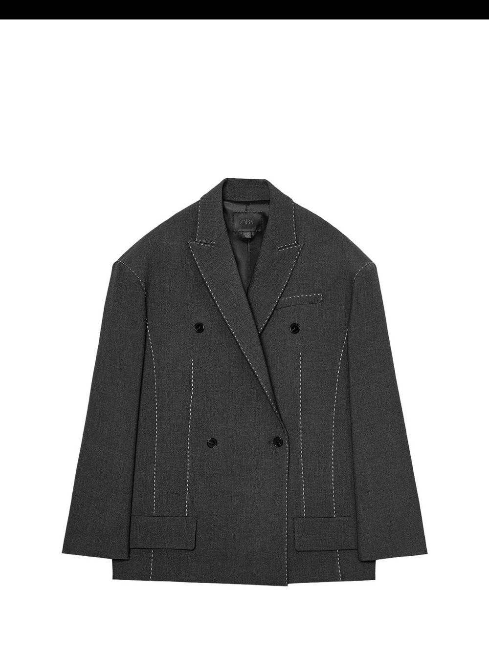 Oversized blazer with contrast stitching.